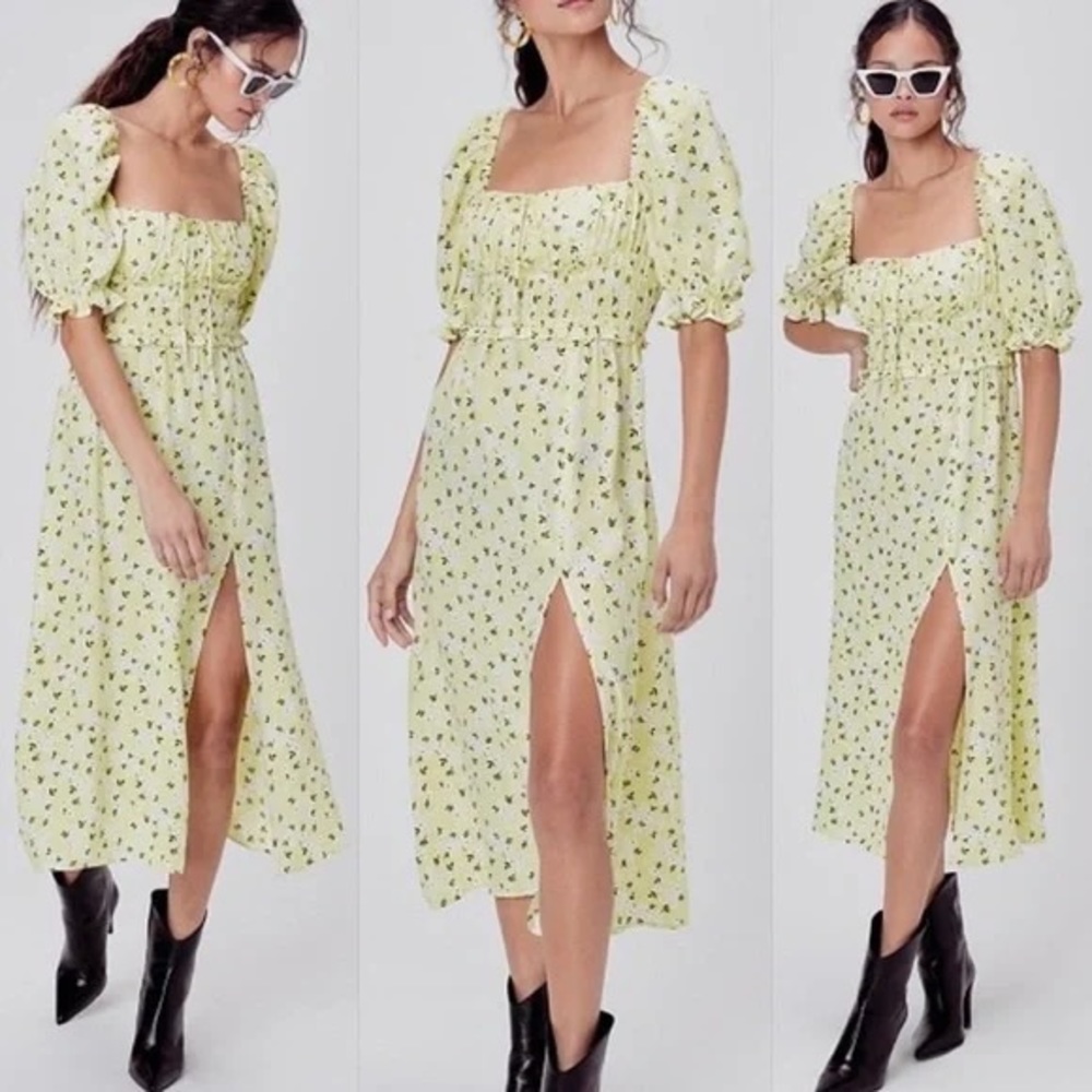 For Love & Lemons Chrysanthemum MIDI dress in Lemonade